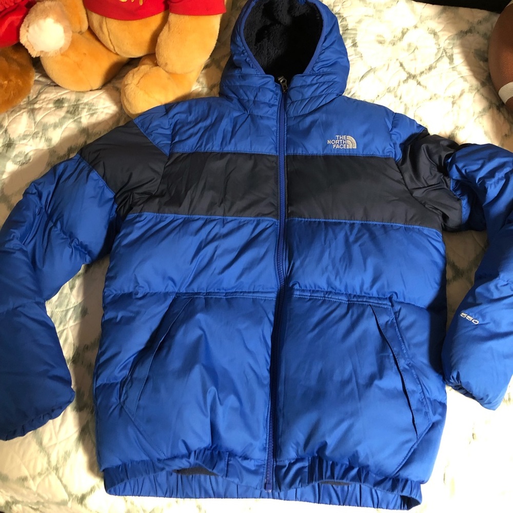 The North Face boys’ Moondoggy down hoodie blue XL